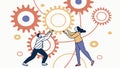 Teamwork & Gears Collaboration, Business Solution Concept, vector design Generative AI Royalty Free Stock Photo
