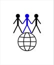 Teamwork with globe icon,vector best illustration design icon,three man standing on globe.