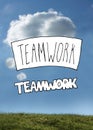 Teamwork graphic on bright sky Royalty Free Stock Photo
