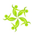 Teamwork green dancing people logo