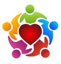 Teamwork group people and heart logo vector Royalty Free Stock Photo