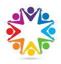 Teamwork group of people, cheerful community vector logo Royalty Free Stock Photo