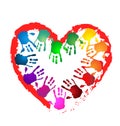 Teamwork hands heart shape logo Royalty Free Stock Photo