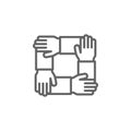 Teamwork hands outline icon. Elements of Business illustration line icon. Signs and symbols can be used for web, logo, mobile app Royalty Free Stock Photo