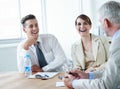 Teamwork, happy and business people laughing in a meeting for planning growth strategy ideas. Smile, humor and CEO Royalty Free Stock Photo