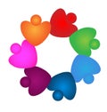 Teamwork heart people in love vector logo