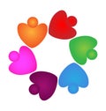 Teamwork heart people in love vector logo