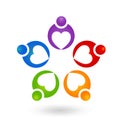 Teamwork helpful caring heart people abstract icon vector