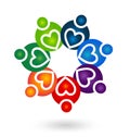 Teamwork helpful caring heart people abstract icon vector