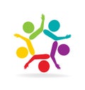 Teamwork helpful support people. Vector logo symbol