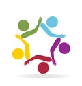 Teamwork helpful support people. Vector logo symbol