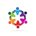 Teamwork hugging business people logo icon vector image Royalty Free Stock Photo
