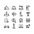 Teamwork, human resources black icon set