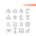 Teamwork, human resources line icon set