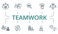 Teamwork icon set. Collection of simple elements such as the focus group, team building, career, succes, profit