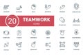 Teamwork icon set. Contains editable icons teamwork theme such as outsource, motivation, communication and more. Royalty Free Stock Photo