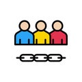 Teamwork vector line colour icon