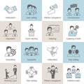 Teamwork icons line flat Royalty Free Stock Photo