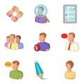 Teamwork icons set, cartoon style Royalty Free Stock Photo