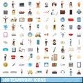 100 teamwork icons set, cartoon style Royalty Free Stock Photo