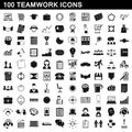 100 teamwork icons set, simple style Royalty Free Stock Photo