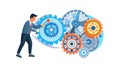 Teamwork and Innovation with Interlocking Gears, vector design Generative AI Royalty Free Stock Photo