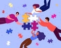 Teamwork and team building. Flat vector illustration. Royalty Free Stock Photo