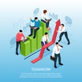 Teamwork Isometric Composition Poster