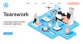 Teamwork isometric concept. Colleagues work together Royalty Free Stock Photo