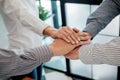 Teamwork Join Hands Support Together Concept. Business Team Coworker Brainstorming Meeting Concept Royalty Free Stock Photo