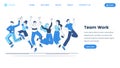 Teamwork landing page vector template. Team building courses website homepage interface idea with outline illustrations