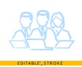 Teamwork leader icon. Line doodle sketch. Editable stroke icon