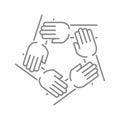 Teamwork line icon. Friendship, unity, team building symbol