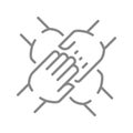 Teamwork line icon. Team work, support, solidarity, unity symbol