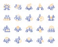 Teamwork line icons. Working at home, Online worker, Remote office. Vector