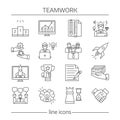 Teamwork Linear Icons Set