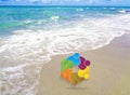Teamwork logo with beach coastline seascape ad Royalty Free Stock Photo