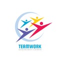 Teamwork logo template creative illustration. People group sign. Social media symbol. Friendship teamwork concept.