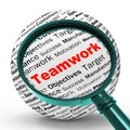 Teamwork Magnifier Definition Means Unity And Partnership Royalty Free Stock Photo