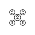 Teamwork management outline icon