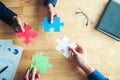 Teamwork meeting Business Jigsaw Puzzle solution together conce