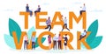 Teamwork motivation concept. Creative business successful team working together, teamwork cooperation lettering concept