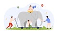 Teamwork Moving Elephant Overcoming Hard Task Royalty Free Stock Photo