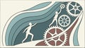 Teamwork and moving together through mechanics and progress vector design Generative AI Royalty Free Stock Photo