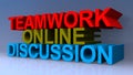 Teamwork online discussion on blue