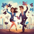 Teamwork of partners that work together as integration and startup concept. Generative AI