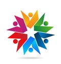 Teamwork people abstract shapes, vector logo Royalty Free Stock Photo