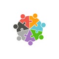 Teamwork people circle in puzzle pieces Logo