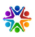 Teamwork energetic happy people unity, vector logo