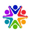 Teamwork energetic happy people unity, vector logo